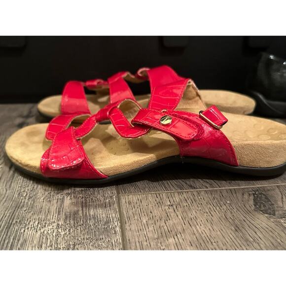 Vionic Women's Red Paros Backstrap Leather Slip On Slide Sandals Size 7 - Picture 3 of 6